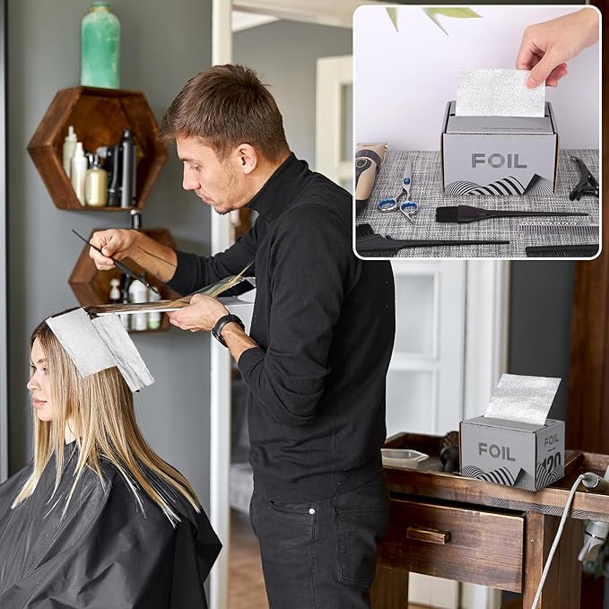Segbeauty 164 ft Embossed Foil Aluminum Roll, 50m Silver Hair Foils Roll Aluminum Hair Foils for Highlighting, Salon Heat Resistant Dye Tools for Women Dye Coloring Highlighting and Bleaching Services