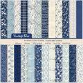 6 Inch Blue Floral Aesthetic Scrapbooking Paper Pad - 24 Sheets Double Sided Patterns for Background Photos Junk Journal Card Making Origami DIY Crafts Gifts Wrapping Material