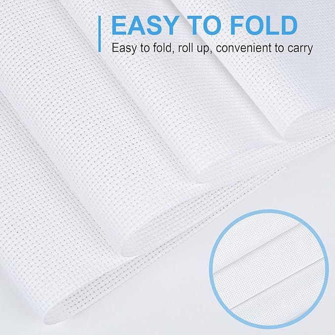 Cross Stitch Fabric 14 Count Aida Cloth 28 x 19 Inch Large Size Classic Reserve Cross Stitch Supplies Embroidery Fabric for Home DIY Craft Decoration Handmade, White
