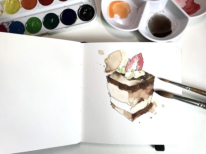 Square Watercolor Journal,140 LB,300 GSM,5.5X5.5, Cotton Paper,Cold Press,24 Sheets, Watercolor Paper Sketchbooks for Use As Travel Notebook and Mixed Media Pad