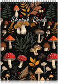 Deokke Sketchbook Top Spiral Bound Sketch Pad, 9 x 12 inch,100GSM Thick Paper,50 Sheets 100 Pages,Art Sketch Book Aesthetic Cute Drawing Writing Paper for Girls Women-Red Mushroom