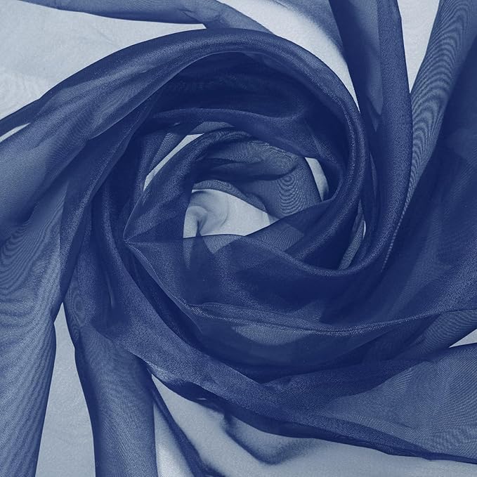 MECCANIXITY Iridescent Sheer Organza Fabric, 2 Yards x 59 Inches Solid Holographic Shiny Fabric Organza Cloth for Wedding, Curtains, Costume, Photo Background, Navy Blue