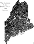 Muir Way Hydrological River Map of Maine - Watershed Topographic Wall Art for Home, Office, or Travel Decor - Unframed Flat Paper Print, 18x24