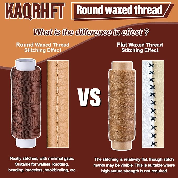 0.8 mm 54 Yards Waxed Thread for Sewing, Leather Thread for Sewing for Stitching, Bookbinding, Bracelet, Braiding (Dark Khaki)