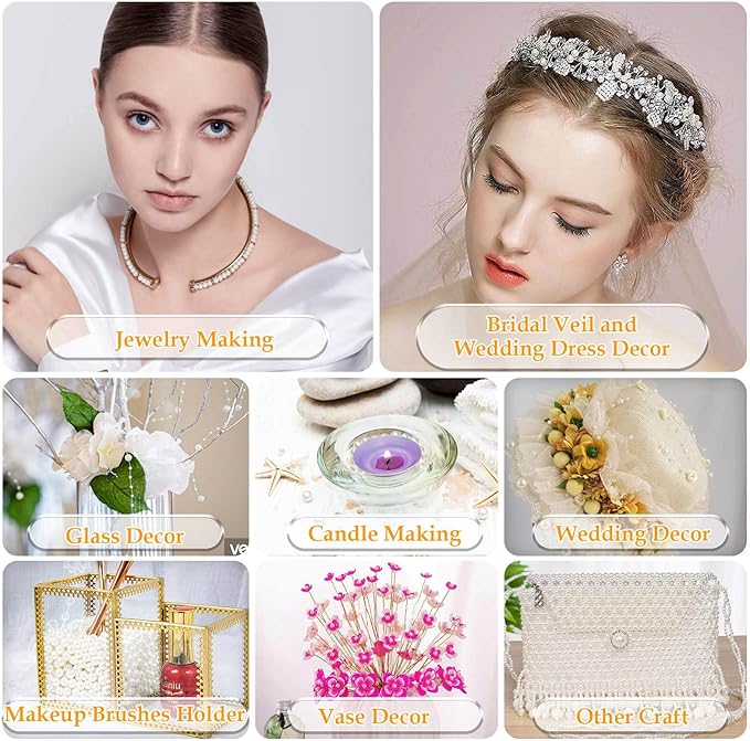 Pearl Beads for Craft, Anezus 2000pcs Ivory Faux Fake Pearls, 4 MM Small Sew on Pearl Beads with holes for Jewelry Making, Bracelets, Necklaces, Hairs, Crafts, Decoration and Vase Filler