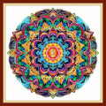 DMCVIVR Stamped Cross Stitch Kits for Adults Beginners Embroidery Kits 11CT Needlepoint Kits Cross Stitch Patterns Embroidery Patterns- Colorful Magic Mandala 18x18 inch