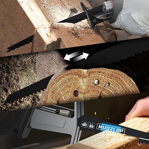 5 Pack 6 inch Reciprocating Saw Blades Set,6/12 TPI High Carbon Saw Blades, Woodcutting Saw Blades with Organizer Case (5, 6/12TPI/150mm)