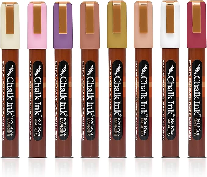 Chalk Ink Chisel Tip Wet Wipe Chalk Markers (6mm, Skip and Go, 8 Pack)