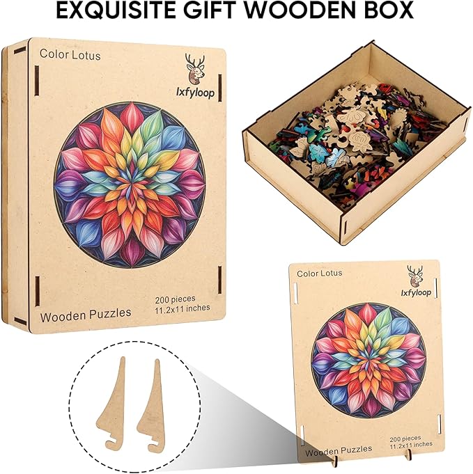 Wooden Puzzles for Adults 500 Pieces, Color Mandala Jigsaw Puzzles, Unique Design Color Challenge Adult Puzzles for Family Game Gift, Home Decor, 16.1x16.5 inch