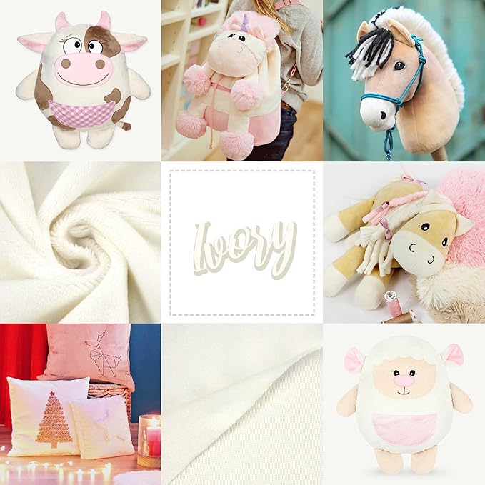 kullaloo Plush Fabric | Solid Ivory Minky Fabric for Sewing (Pack of 2) | Super Soft Cuddle Material | 39.5x29.5 | Plushies, Baby Blankets, Pillows, Dog Beds, Cat Beds, Baby Accessories, Apparel
