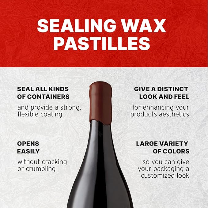 Blended Waxes, Inc. Bottle Sealing Wax, Pastille Wax Seal Beads For Wine, Beer, and Liquor Bottle Sealing, Seals Between 25-30 Bottles, 1 lb, Burgundy
