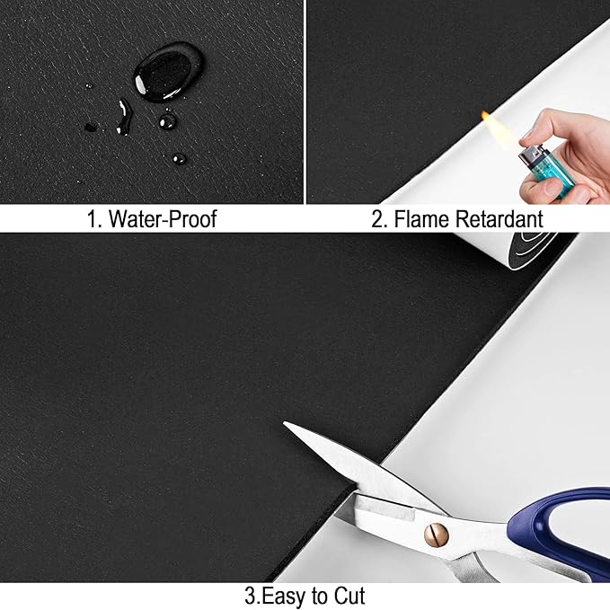 Neoprene Sponge Rubber Foam Sheets with Adhesive Backing, 12" x 60" x 1/4" Black Foam Roll Insulation Board Soundproof Neoprene Mat, Great for Cosplay Padding, DIY, Gaskets, Costume, Crafts
