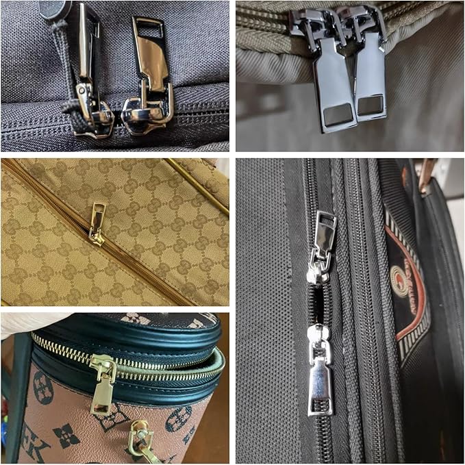 AKTIOIN Metal Zipper Repair Kit for Jackets, Luggage, Bags, Backpack, No Sewing Required Detachable Zip Heads Zipper Pull Replacement (Silver, #5)