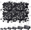 Yexiya 1000 Pcs Binder Clips Bulk Assorted Sizes Black Paper Clips Small Binder Clips Office Clips Bulk Mini Paper Clamps Multi Sizes for School Teachers Office Supplies (Multi Sizes)