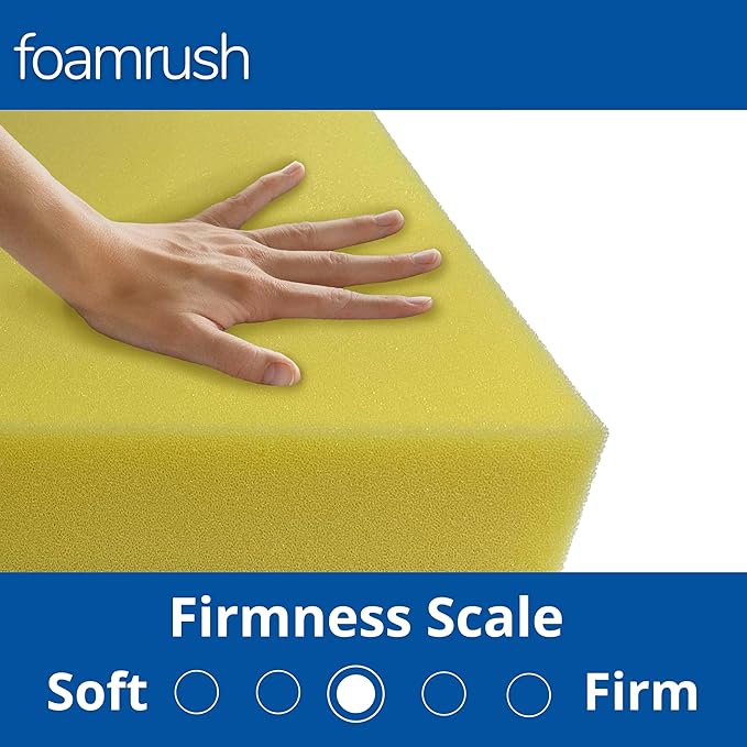FoamRush 3" x 24" x 24" Water-Resistant Dry Fast Outdoor Upholstery Foam Sheet for Outdoor & Marine Furniture (Chair Cushion Foam for Patio Furniture, Boat Seat Cushion Replacement)