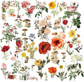 Vintage Vellum Stickers Floral Plants Elements Scrapbooking Supplies Flowers Botanic Natural Translucent Paper Self-Adhesive Junk-Journal Items (Floral)