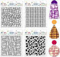 CHGCRAFT 4 Pcs Graffiti Grid Polymer Clay Texture Sheets Abstract Squares Silicone Texture Stamp Seamless Pattern Modeling Pattern Pad Sheets for Jewelry and Earrings Tools, 5.5x5.5 inch
