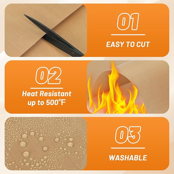 Svaldo Teflon Sheets for Heat Press, 10 Pack, 16x20 Heat Press Paper for T Shirts, Hat, Reusable Non Stick PTFE Teflon Sheet, Iron Transfer Paper for Sublimation Machine, Craft & Baking