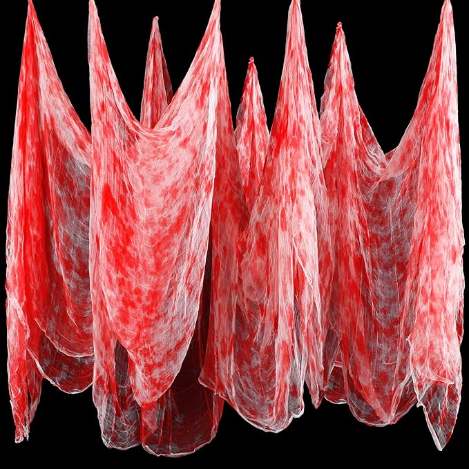 Boao Halloween Cheese cloth 85 x 394 Inch Bloody Cheesecloth Roll for Crafts Large Cotton Muslin Gauze Fabric for Halloween Outdoor & Indoor Spooky Decoration