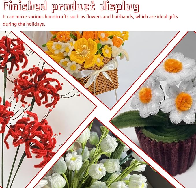 120 Pieces Pipe Chenille Stems, Christmas Solid Color Pipe Cleaners Set for DIY Arts Crafts Decorations (Red+Green+White)
