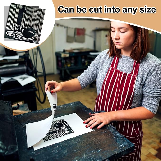 Yeaqee 4 Pcs Linoleum Block Rubber Carving Block Soft Linocut Blocks Large Linoleum Sheet Unmounted Lino Plates for Engraving Art Project Printmaking Artist Studio Supplies (12 x 12 Inch,Gray)