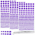 Self Adhesive Face Gems and Pearls for Makeup, Festival Jewels, Hair Gems Pearls, 3/4/5/6/8 mm Round Rhinestone Stickers for Face, Eye, Makeup, Body, Crafts 591Pcs (16_Dark Purple)