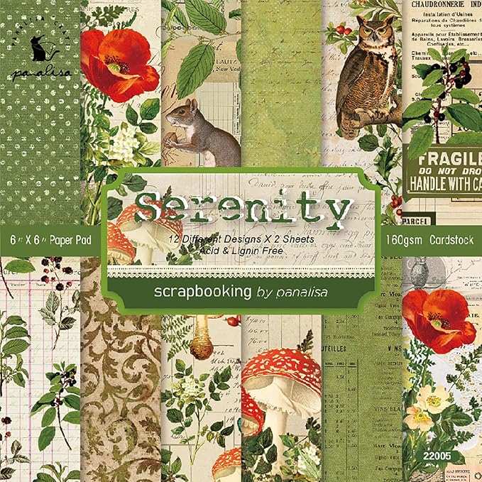 YASMEN Scrapbook Paper Pad 6x6, Vintage Patterned Cardstock, Single-Sided Decopodge, DIY Decorative Craft Paper, Scrapbooking Junk Journal Gift Card Making Supplies - 24 Sheets