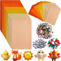 42Pcs Fall Felt Fabric Sheets 8 x 12 Inch Thanksgiving Yellow Orange Assorted Soft Thick Felt Pack with Wiggle Google Eyes Pom Poms Glitter Patchwork for Autumn DlY Sewing Creative Art Project Decor