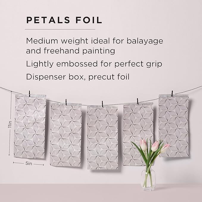 Fromm Pop Up Hair Foils, Pink Petals Pattern, Cosmetology Supplies, Hairstylist Essentials, Lightweight, Ideal for Highlighting and Coloring, Precut, 5" x 11", 500 Foil Sheets