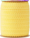Mandala Crafts Mustard Yellow Stretch Lace Soft Elastic Trim Roll - 55 Yards 1 Inch Wide Stretchy Frilly Picot Ribbon for Sewing Lingerie, Headbands, Underwear, and Crafts