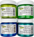 The Crafter's Workshop Stencil Butter - Caribbean Sea Acrylic Paint Set - Boutique Metallic Texture Paste for Art, Canvas, Journals, & Cards - 4 x 2oz Jars