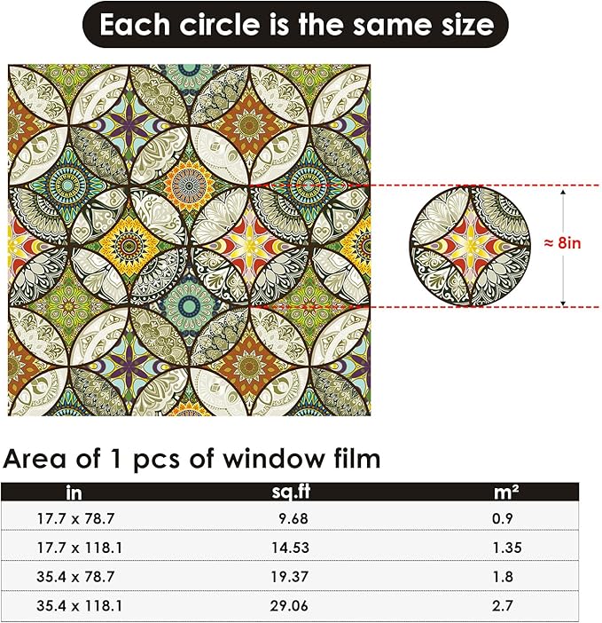 DKTIE Static Cling Decorative Window Film with Installation Tools Non Adhesive Privacy Film Stained Glass Window Film for Bathroom Shower Door Heat Cotrol Anti UV 35.4 x 118.1 Inch