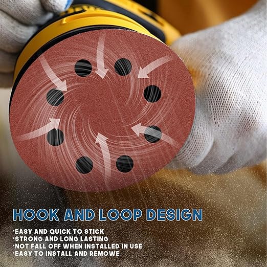 5 Inch 8 Hole Sanding Discs, 150 PCS 800 Grit Hook and Loop Sandpaper, Round Aluminum Oxide Sand Paper Discs for Random Orbital Sander