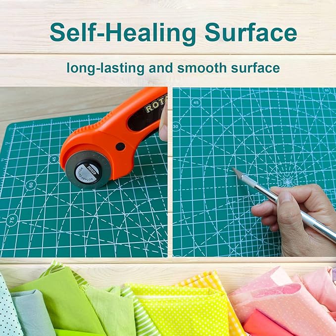 Rotating Cutting Mat 13"x13" Grid, Self Healing Cutting Mat for Quilting,Sewing,Fabric,Sewing Supplies Mat with 360 Degree Rotating Anti-slip Base