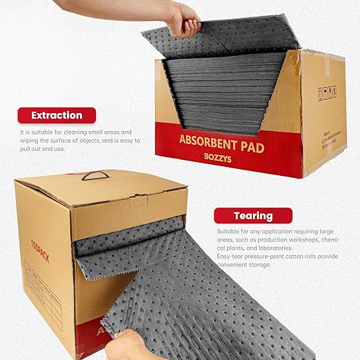 Universal Absorbent Pads Roll | 16"x20" Water Absorbent Mat 100-Pack | Industrial Spill Control for Liquids Leak(32 Gal/Box) | Oil Absorbing Rolls