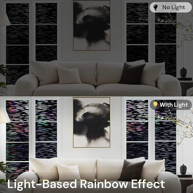rabbitgoo Window Privacy Film, Total Blackout Window Film, Stained Glass Heat Control Glass Thermal Sticker, Room Darkening Door Cover, Anti-UV Privacy Cling with Installation Tools, 35.4" x 78.7"