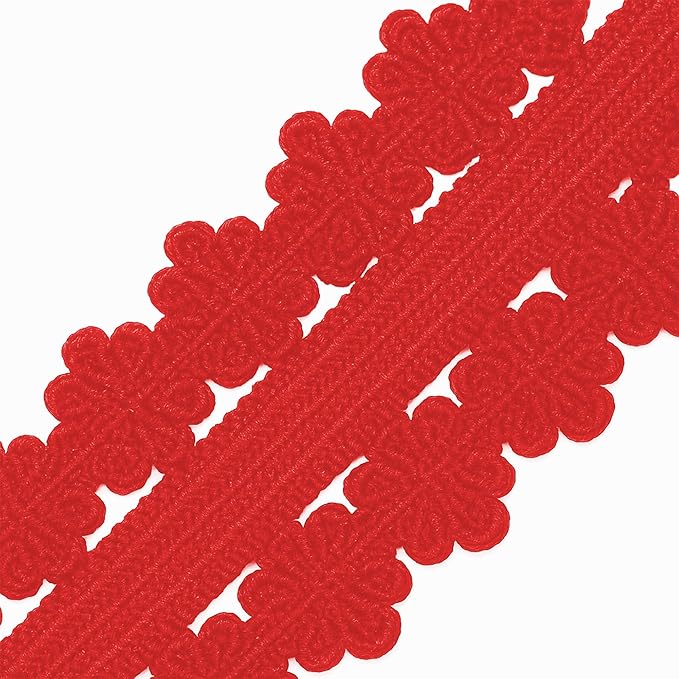 Mandala Crafts Red Stretch Lace Soft Elastic Trim Roll - 55 Yards 1 Inch Wide Stretchy Frilly Picot Ribbon for Sewing Lingerie, Headbands, Underwear, and Crafts