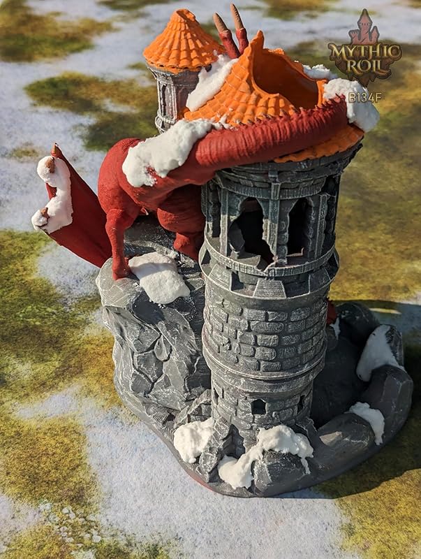Dragon 3D Printed Dice Tower - Mythic Roll Collection - Unchained Games - Ascend to New Heights with your Rolls! (20.) Silk-Copper)