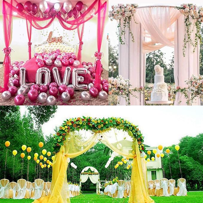 Crystal Organza Tulle Sheer Fabric Backdrop Curtains for Wedding Baby Shower Birthday Party Event Decor, 19” by 30 Yard (Ivory)