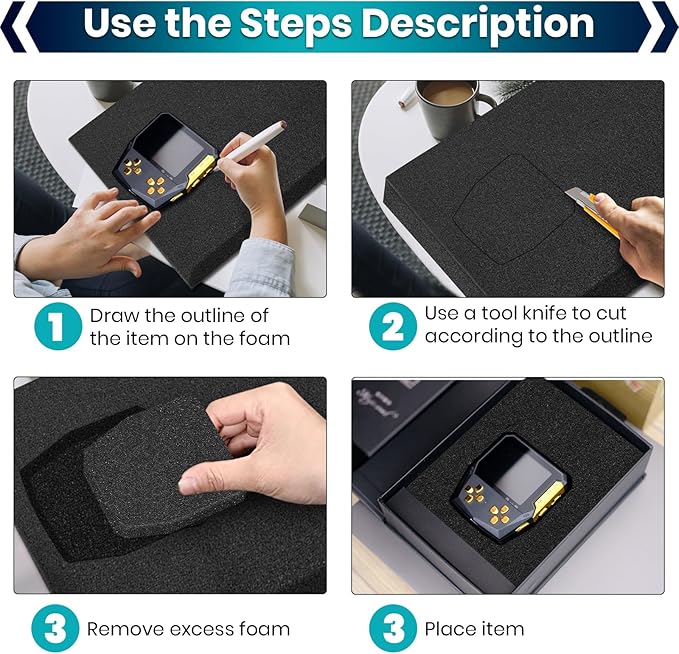 5 Pcs 16 x 12 x 2 Inches Polyurethane Foam - Foam Inserts for Cases Packing Foam Black Craft Foam Sheets for Packing Padding 2 Inch Thick for Camera Toolbox Storage