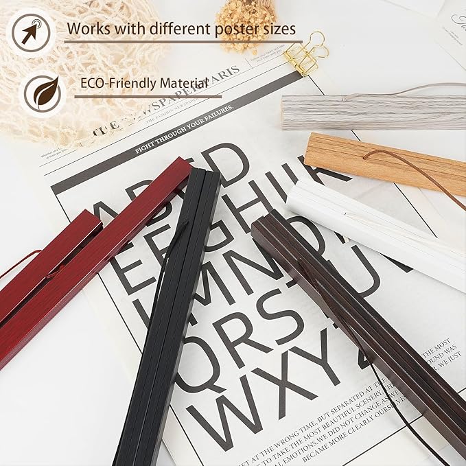 Artmag Magnetic Poster Hanger Frame, 17x22 17x24 17x31 Light Wood Wooden Magnet Canvas Artwork Print Poster Hangers Frames Hanging Kit (Mahogany, 17")