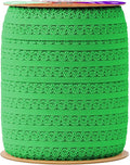 Mandala Crafts Green Stretch Lace Soft Elastic Trim Roll - 55 Yards 1 Inch Wide Stretchy Frilly Picot Ribbon for Sewing Lingerie, Headbands, Underwear, and Crafts