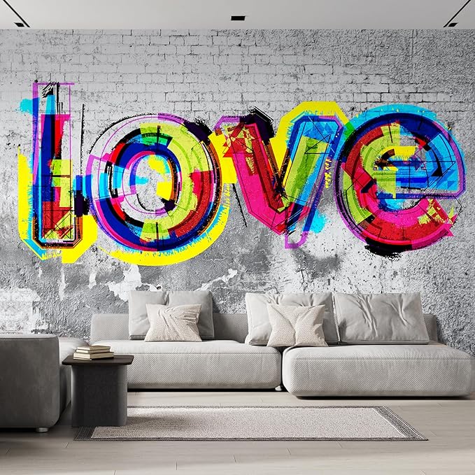 wall26 Wall Sticker/Wall Mural Colorful Graffiti, Not Peel and Stick, Non-Woven Wallpaper Decorative for Bedroom, Living Room,Office - 132x144 inches