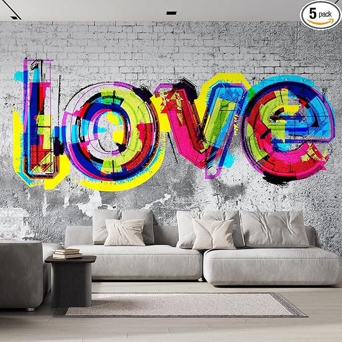 wall26 Colorful Graffiti Large Wall Mural, Removable Peel and Stick Wallpaper, Home Decor - 132x120 inches