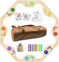 Solid Wood Marbles and Jokers Board Game: Versatile Family Entertainment for 2-8 Players, Featuring Interlocking Game Boards, Multiple Colors, Marbles, and Card Decks Ideal for Parties and Game Nights