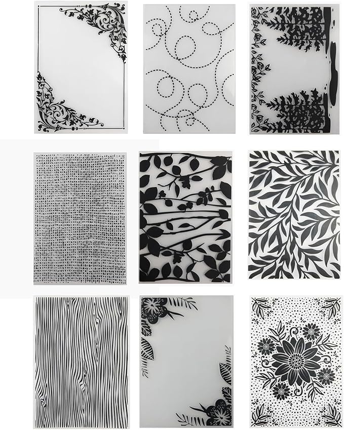 9Pcs Plastic Embossing Folders for Card Making Embossing Machine Template Mold Paper Card Embossing Stencil Flower Leaf Embossing Folder for Scrapbook Photo Album DIY Craft Decoration,4.1 x 5.8inch