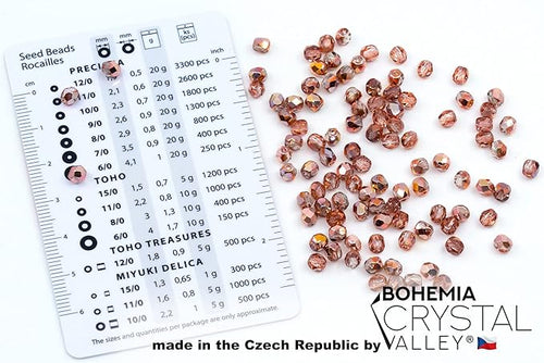 100 pcs of Faceted Fire Polished Pressed Czech Glass Beads 4mm (0.16in), Crystal Copper Capri Apollo 00030-27101 BCV