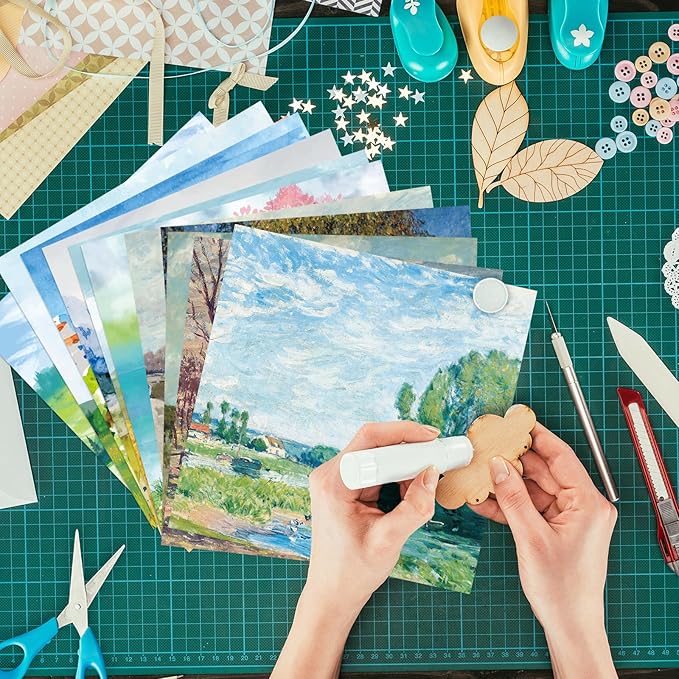 48 Sheets 24 Designs Scrapbook Paper Pad, 6"×6" Single-Sided Decopodge Craft Cardstock Paper, Scrapbooking DIY Decorative Background Cardmaking Supplies.Paintings&Landscape