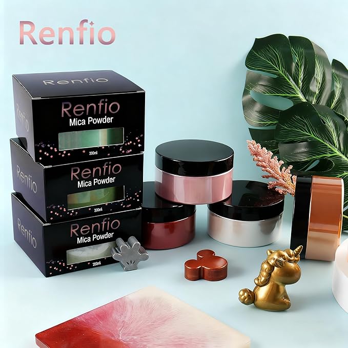 Renfio 100g Mica Powder Pigment, Metallic Natural Dye Mineral Pearl Shimmer Epoxy Resin Dye for Painting Soap Making Slime Bath Bombs 3.5 Oz - Gold Pearl Sparkle