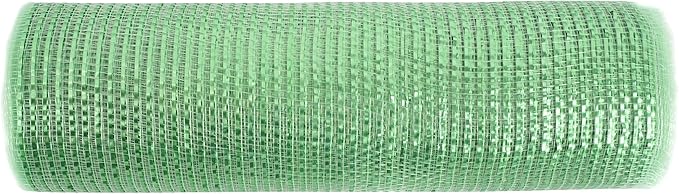 MEEDEE Sage Green Deco Mesh 10 Inch Rolls Deluxe Wide Foil Metallic Mesh Fabric Light Green Mesh Ribbon for Christmas Tree, Wreaths, Garland, Gift Wrapping, Bows Making (30 Feet)